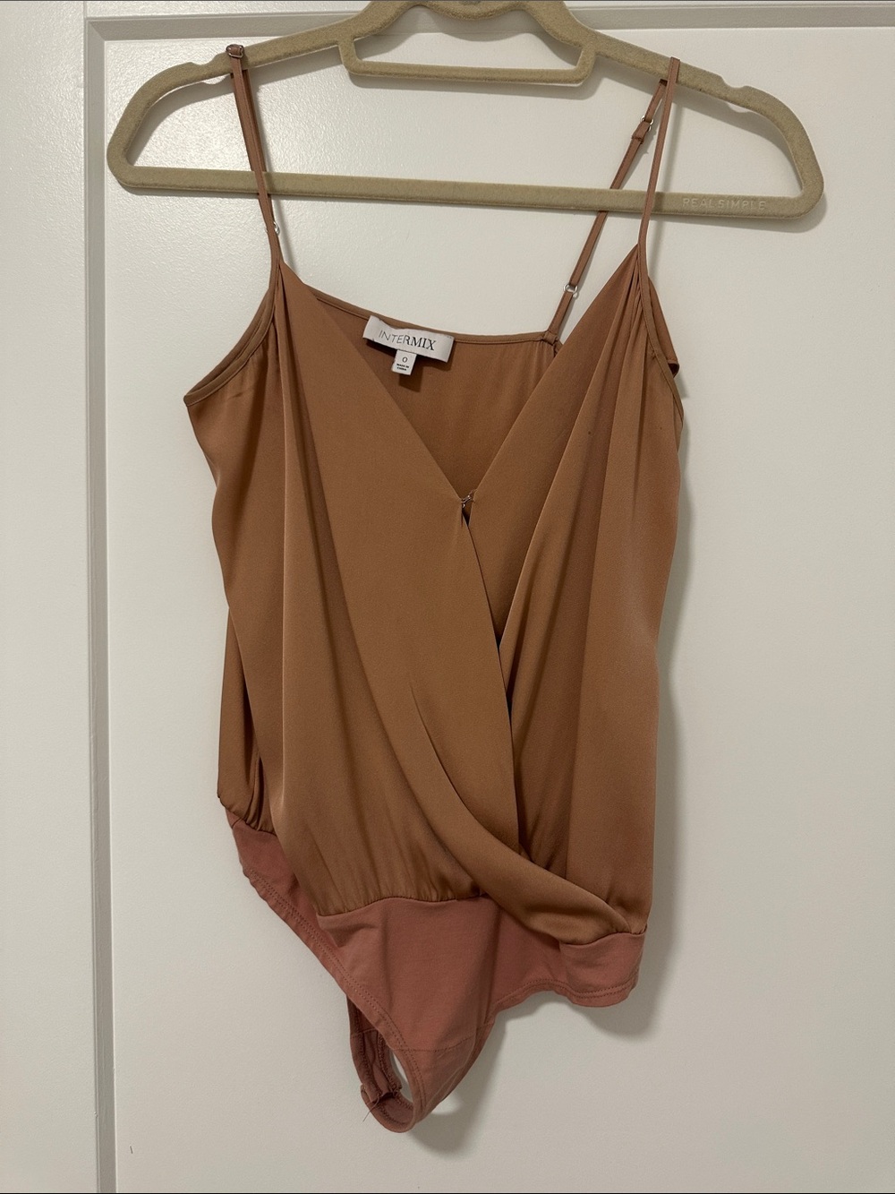 INTERMIX Mauve-Brown Twist Front Bodysuit